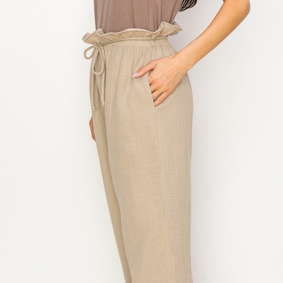 COIN 1804 MINIMALIST RESORT WEAR 100% COTTON FLUFFY GAUZE PAPER BAG PANTS 07 - Picture 4 of 5